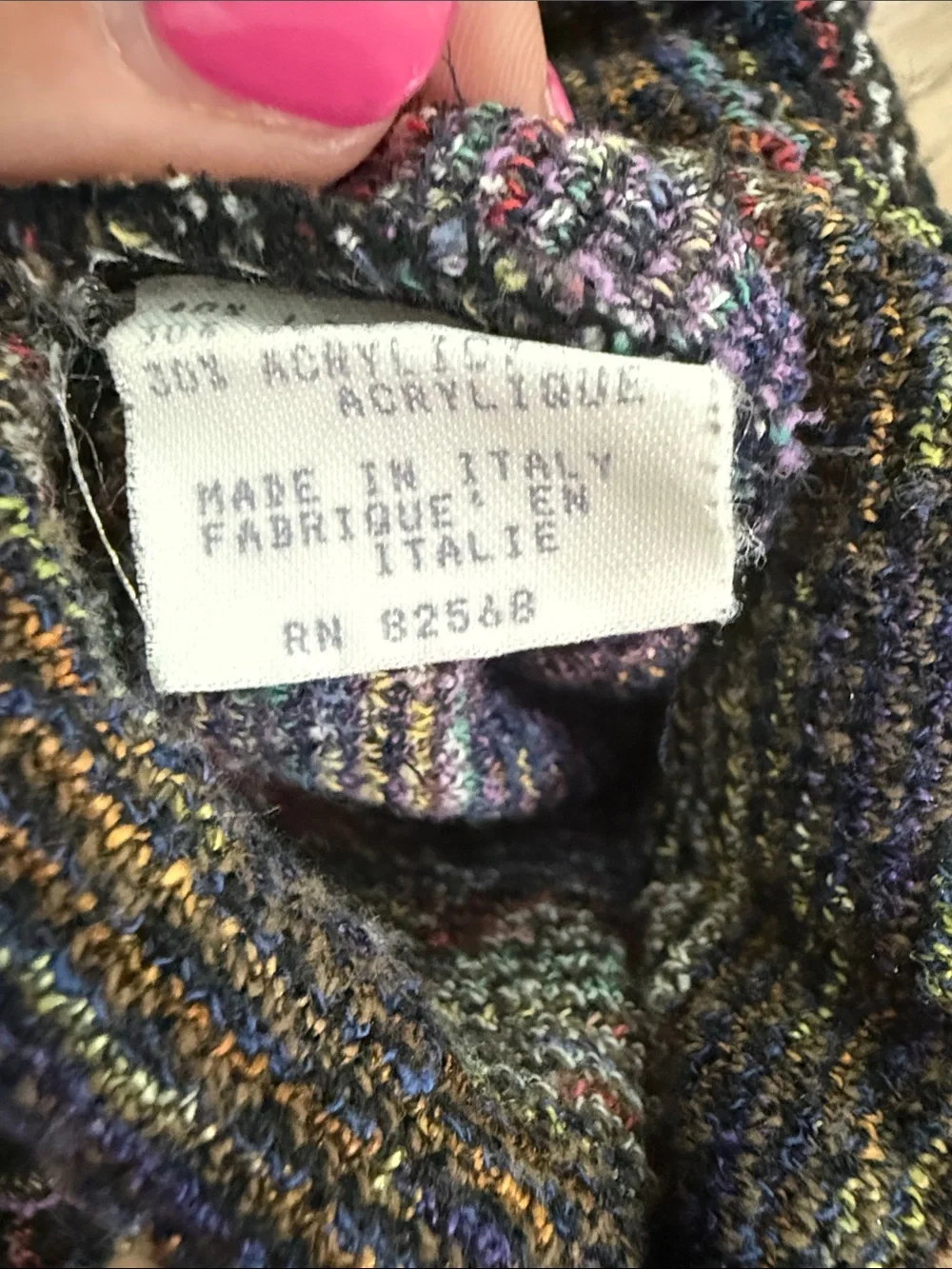 Vintage 90s Mondo di Marco Italy Geometric Diamond Knit Sweater Purple Blue